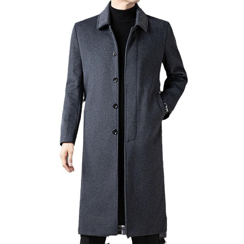 Lapel Men's Autumn and Winter New Fashion Business Medium and Long Middle-aged Coat