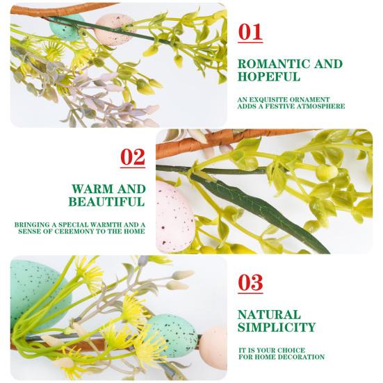 Ostergirlande Künstliche Eiergirlande mit Lammohren Blättern für Frühling Kaminsims Kamin Fenster Wand Innen Außen Dekor