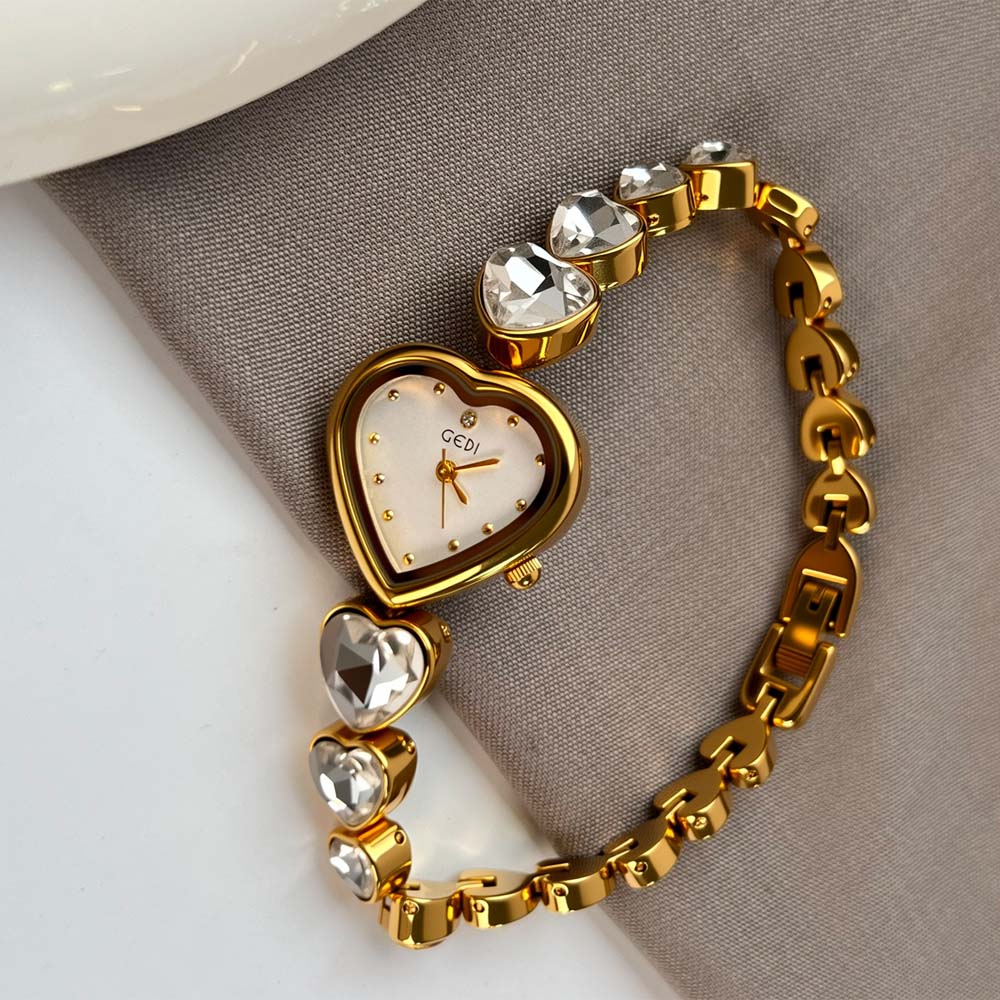 GEDI Heart-Shaped Women's Quartz Wristwatch Gem-Set Heart-Shaped Bracelet New Ladies' watch Dress Watch Gifts relogio feminino