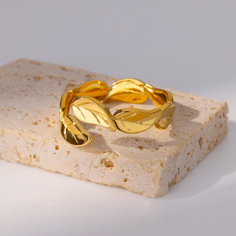 Stainless Steel Hollowed Rings Gold Color Open Finger Ring for Women Aesthetic Jewelry Accessories Birthday Gifts Anillos Mujer