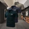 Men's Business-Casual 3pcs Set- Polo Shirt with Double-Button Collar, Moisture-Wicking, Suitable for Outdoor Activities, Golf, and Everyday Wear