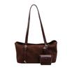 Autumn and winter retro premium underarm bag women's bag 2025 new suede bowling bag simple shoulder bag
