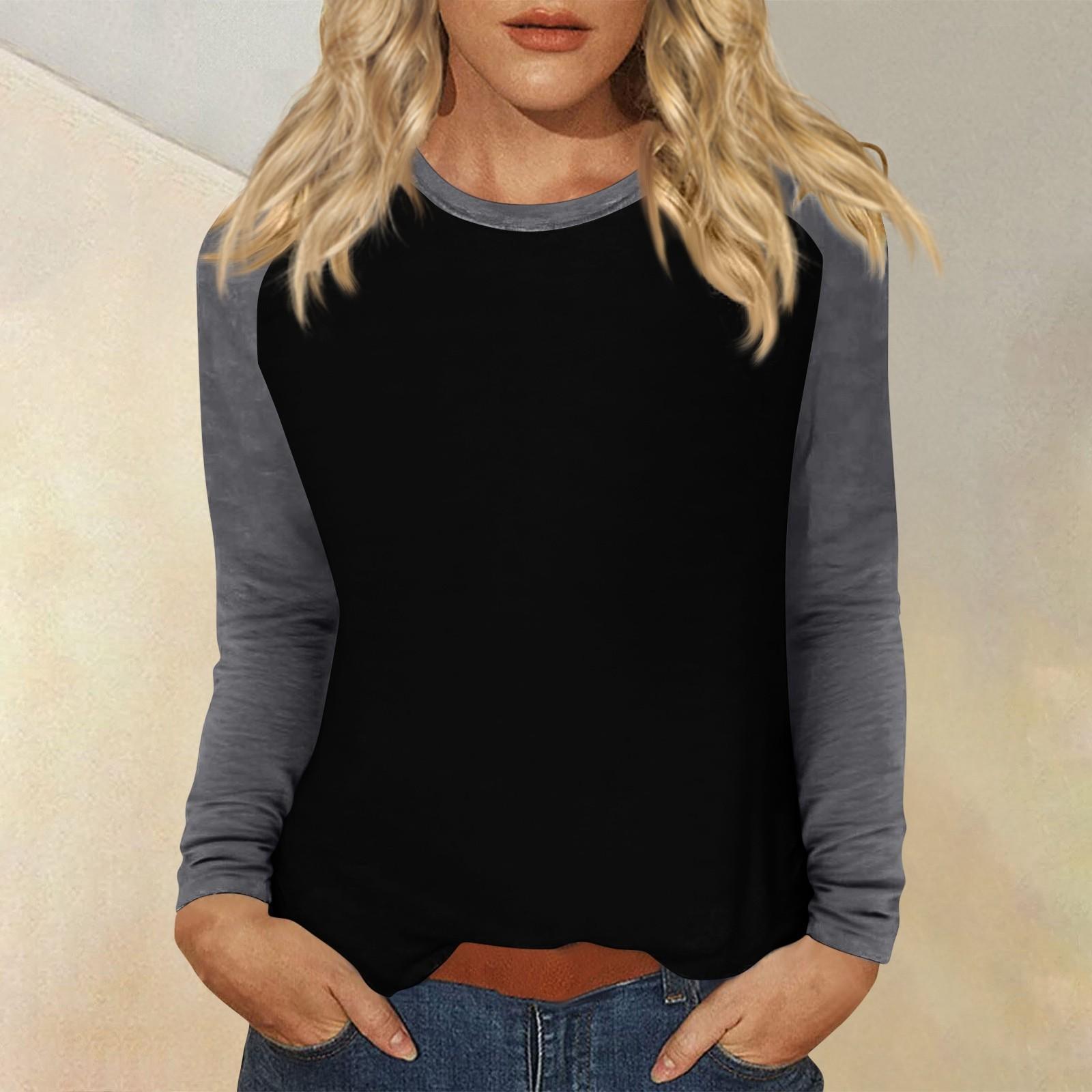 

Женская футболка с принтом, длинный рукав, повседневная мода, базовая, круглый вырез, рукав реглан, топ L чёрный