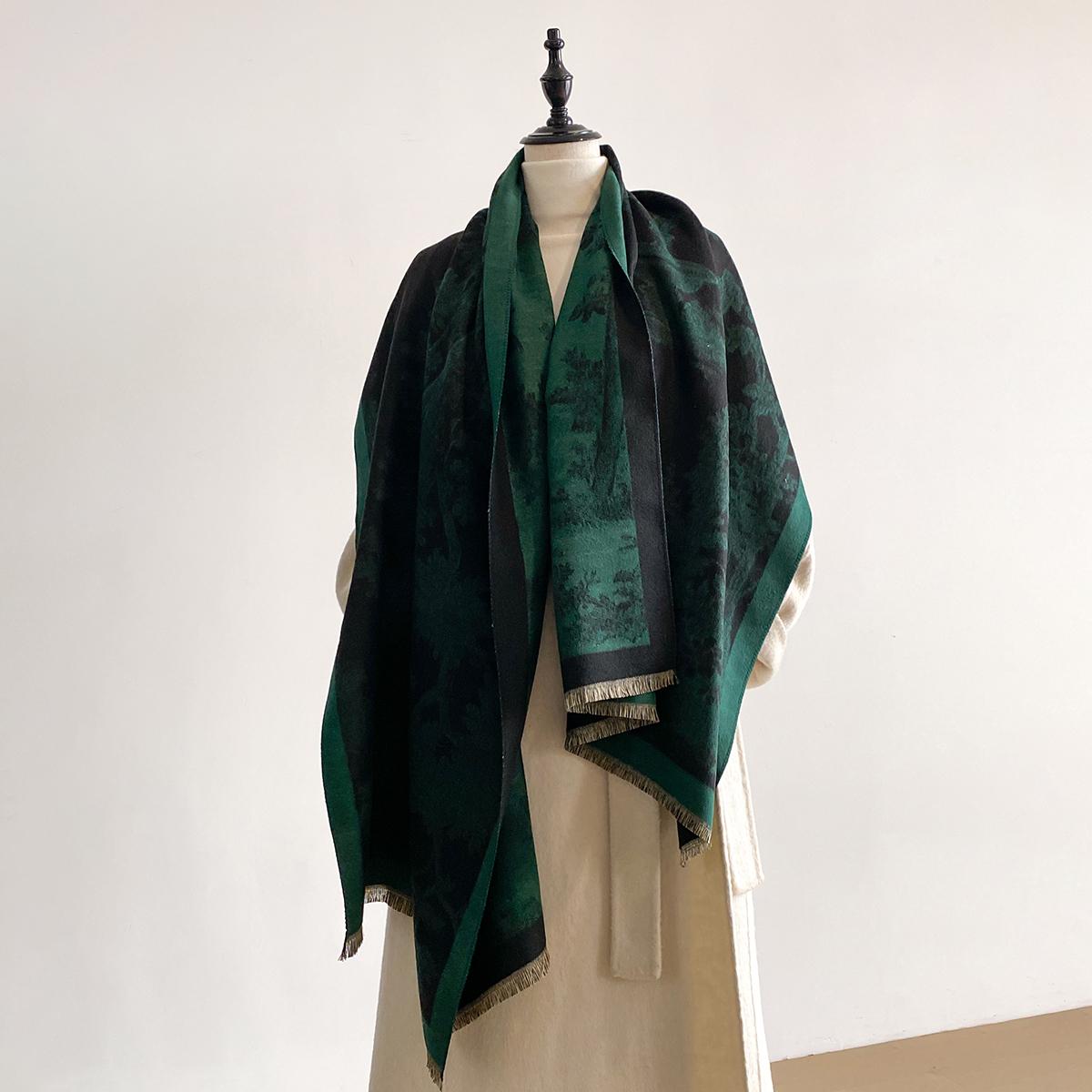 

Роскошный ультрамягкий шарф из имитации кашемира для женщин Зимний утолщенный жаккардовый платок-шаль со стильными узорами