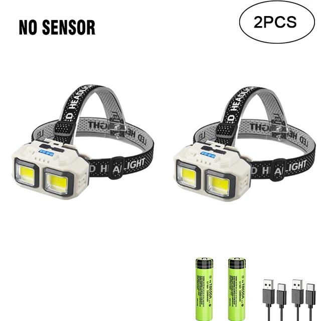 Potente linterna frontal LED recargable por USB, linterna frontal impermeable, luz para acampar, pescar y minería