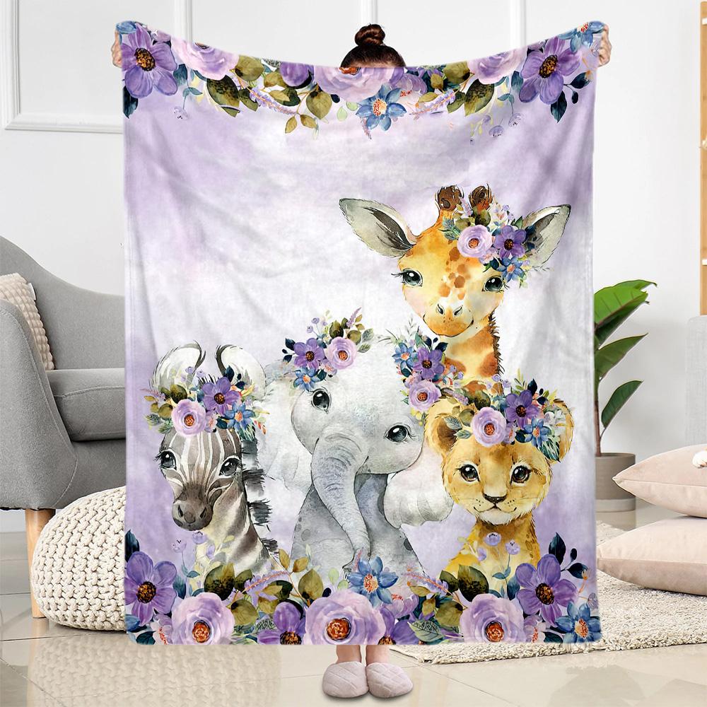 Baby Animals Floral Crown Blankets are suitable for living rooms,making them an ideal choice for outdoor travel and gifts.