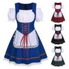 Women Oktoberfest Dirndl Dress Bavarian Beer Maid Costume Off Shoulder Puff Sleeve Lace Apron Dress For Halloween
