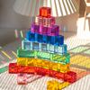 16MM High Transparent Tainbow Crystal Acrylic Cube Stacked Gem Blocks For Children To Learn Colorful Light Building Blocks
