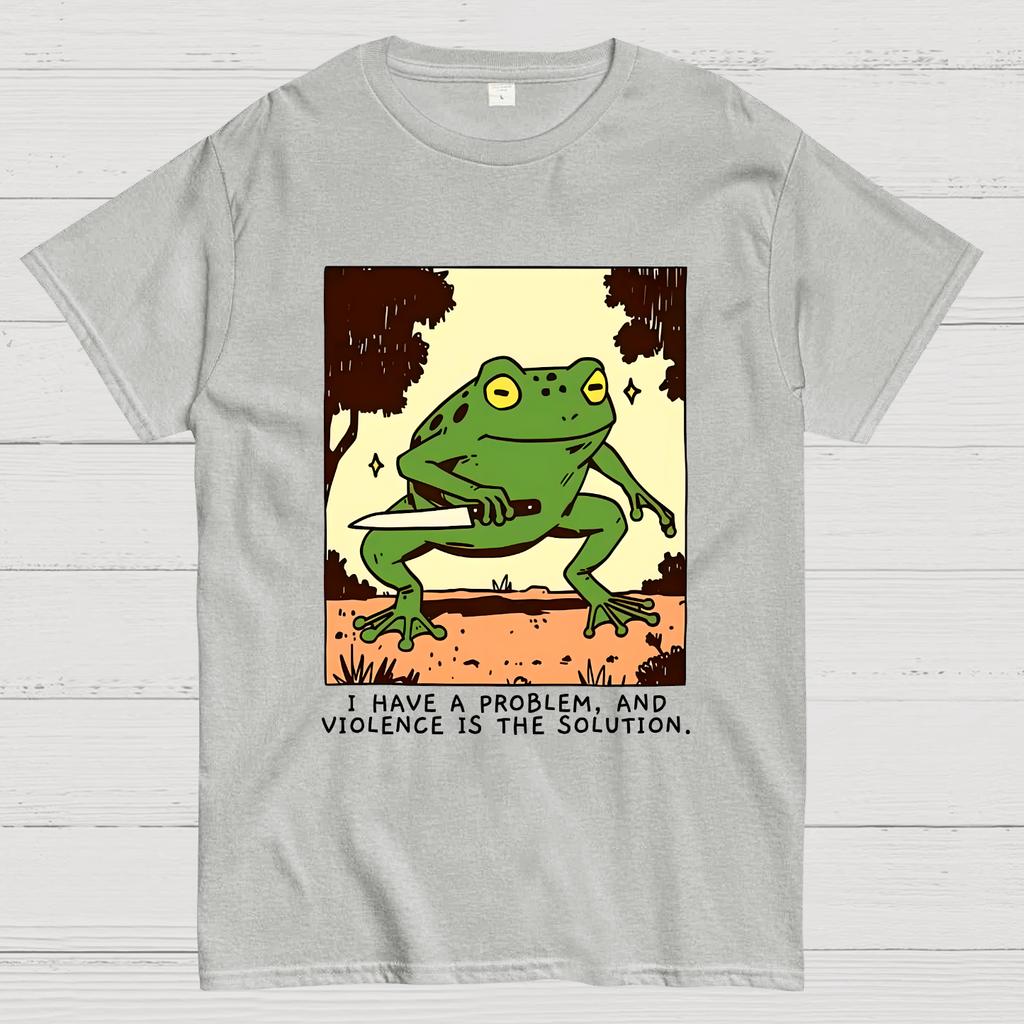 Frog Violence Cotton Summer Casual Cool Loose T-Shirt