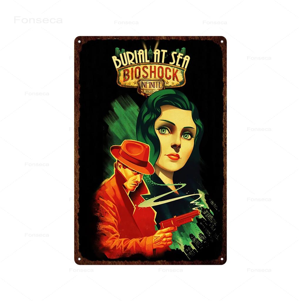 Shooting Game Bioshock Tin Sign Infinite High Quality Retro Meatl Plaques Vintage Wall Art Iron Painting for Home Bar Decoration
