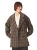 Ray Beams Women's Check Beaver Double-Breasted Half Coat, Brown 0