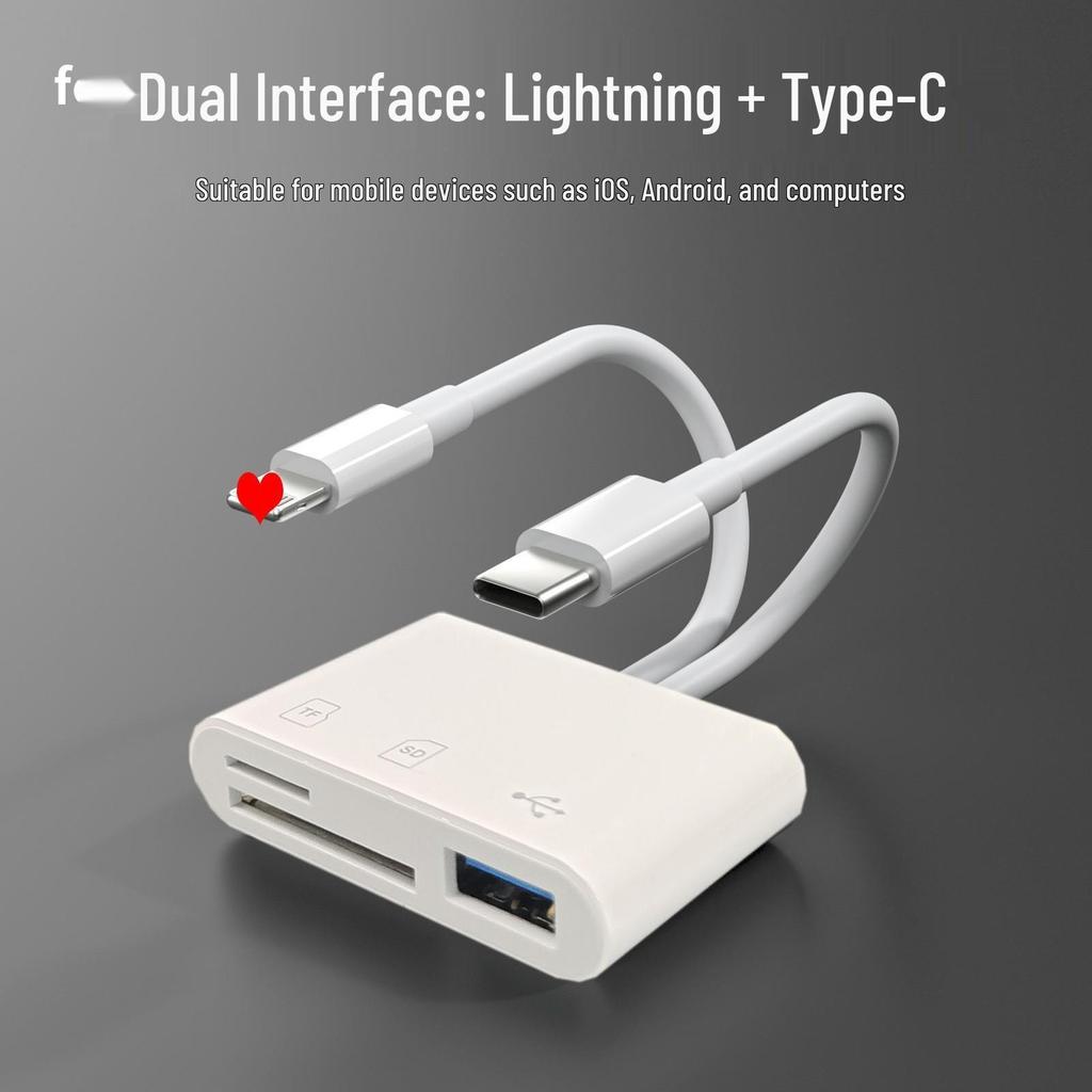 3-in-1 Multifunctional OTG Card Reader - Type-C, TF & SD Card Compatible with Mobile Phones & Computers