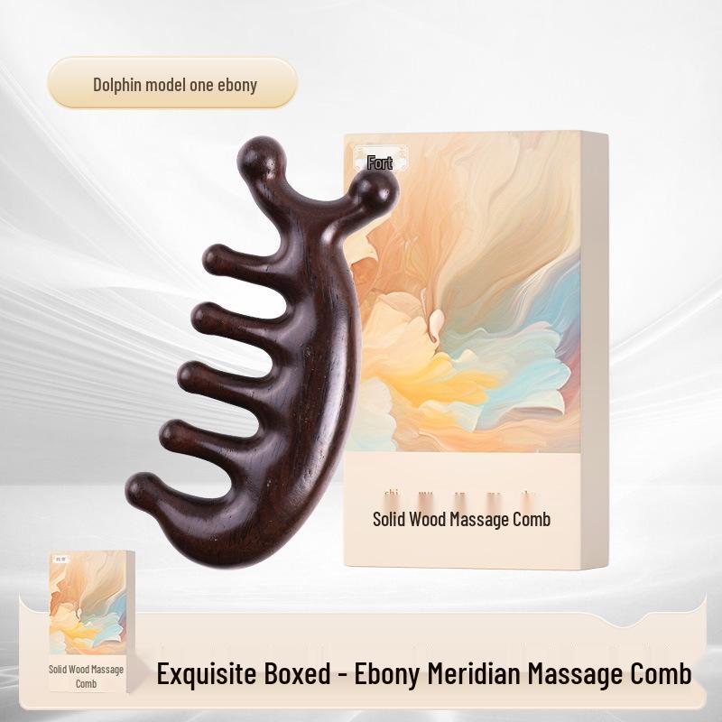 Rosewood Meridian Massage Comb for Face and Scalp Therapy, Unisex, Natural and Paint-Free
