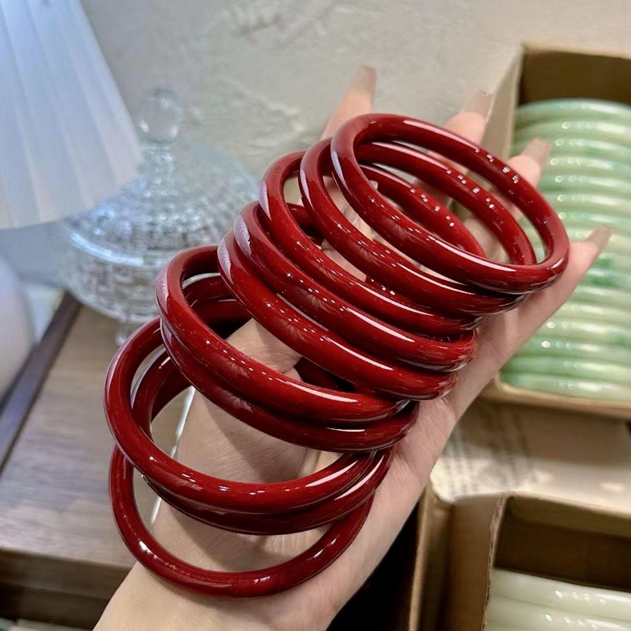 

Браслет з тонкого скла, що імітує нефрит - Аксесуар для ханфу, Кільце 62mm Diameter