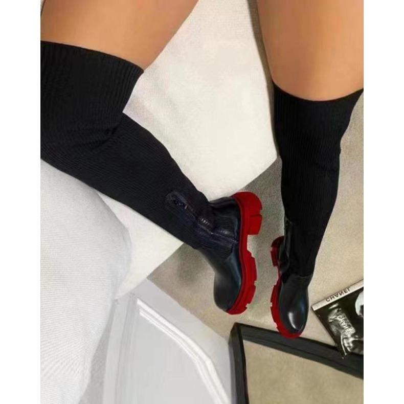 Women's Over The Knee Boots Stretch Knitted Autumn Fashion Female Platform Boot Splicing Ladies Sock Shoes Woman Long Boots