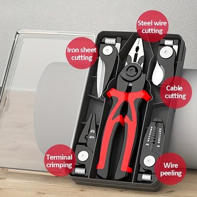 5-In-1 Electrician Multi-tool Pliers - Wire Strippers, Cutters, Crimpers, Etc. - Professional Steel Hand Tools for DIY and Electrical Engineering