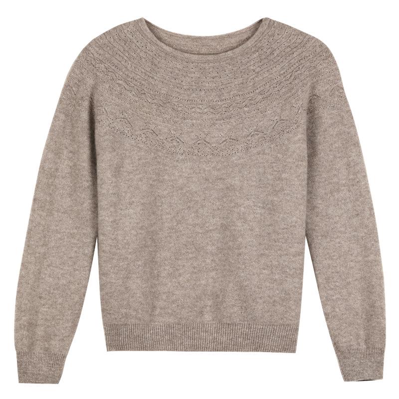 2026 Autumn Women's Round Neck Knit Pullover Sweater, Long Sleeve Jacquard Cardigan Base Layer