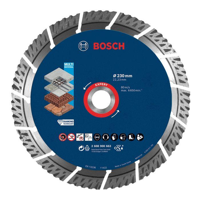 Disque à tronçonner diamanté - BOSCH - 2608900663 - 230x2,4x15mm - MultiMaterial - Longévité élevée