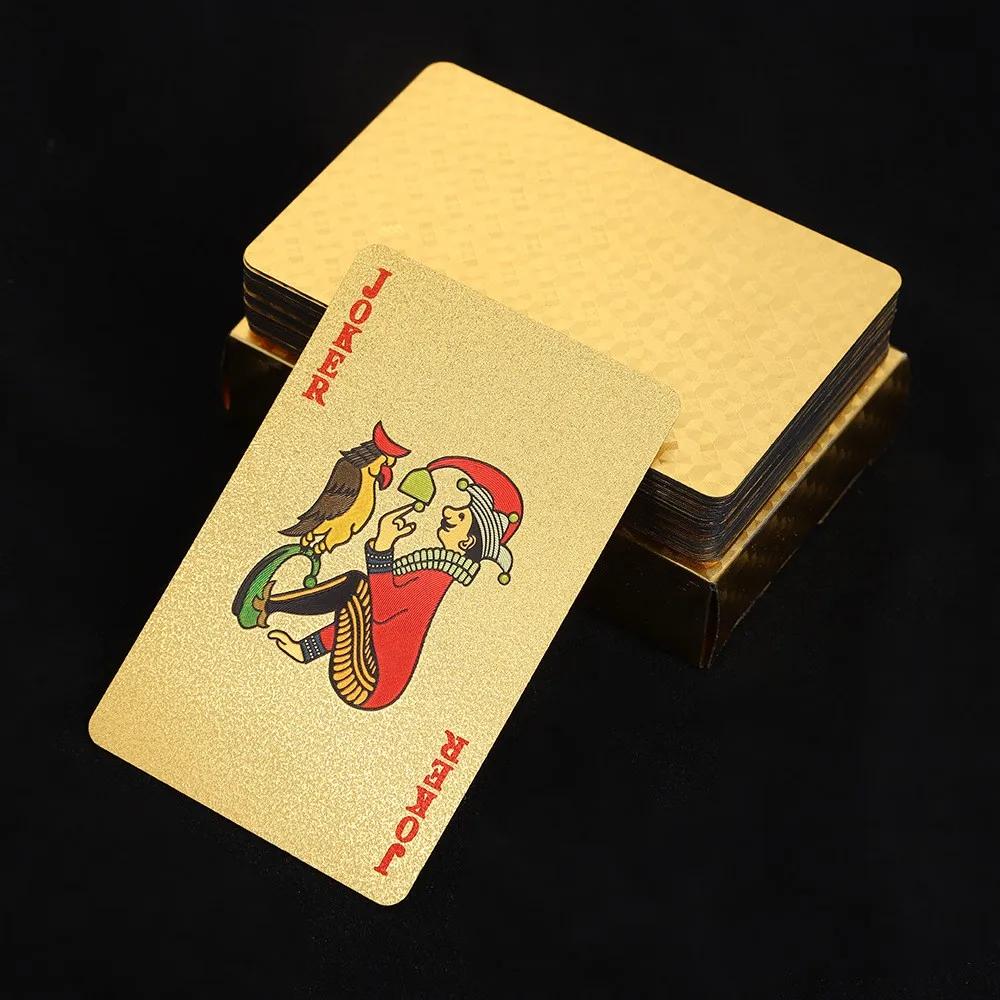 Non-Toxic 24K Gold Waterproof Playing Cards Plastic Poker Game Pet Table Games Halloween Christmas Family Game Nights Board Game Gift