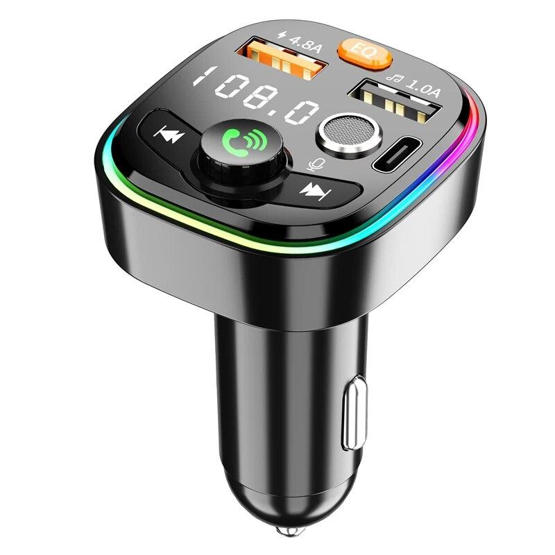 Auto Bluetooth 5.0 FM vysílač Handsfree Q6 Autorádio Nabíječka Adaptér Přehrávač Rychlý USB Modulátor MP3 Rádio Zapalovač