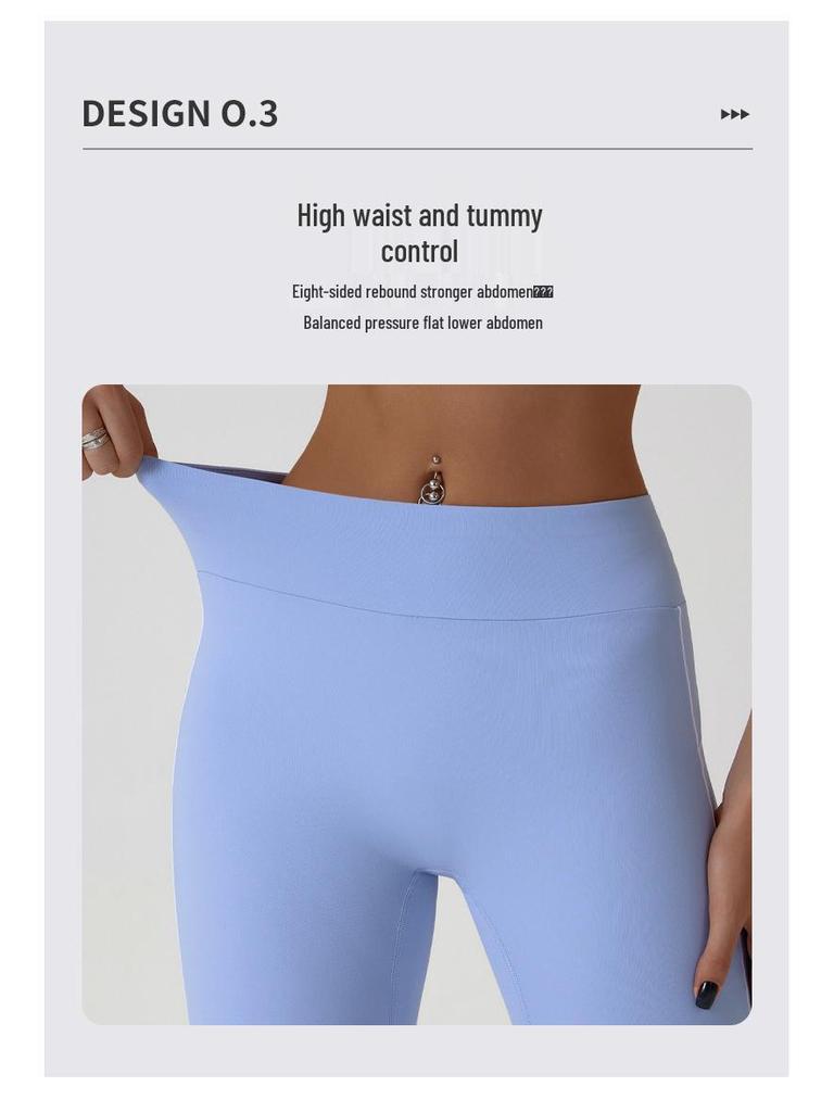 High Waist Nude-Feel Hip-Lifting Yoga Pants for Women - Flared Slit Design for Dance, Fitness, and Outdoor Activities