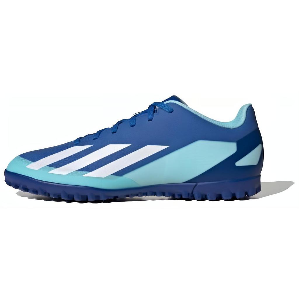 adidas X Crazyfast.4 Versatil TF cu șireturi confortabile (Știfturi de cauciuc) Ghete de fotbal durabile și ușoare pentru bărbați, Ghete de fotbal albastru/alb IE1576