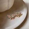 Silver Needle Cubic Zirconia Butterfly Stud Earrings - Stylish Vacation Accessory for Women