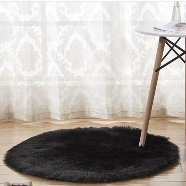 2026 Modern Plush Round Rug: Fluffy Imitation Wool Cushion for Bedroom, Bay Window, Living Room Chair, or Sofa.