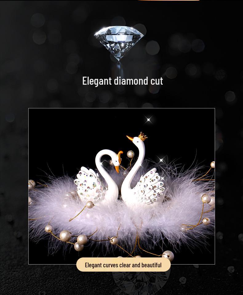Swan Couple Rhinestone Perfume Ornament for Car Interior - Elegant Lady's Decoration