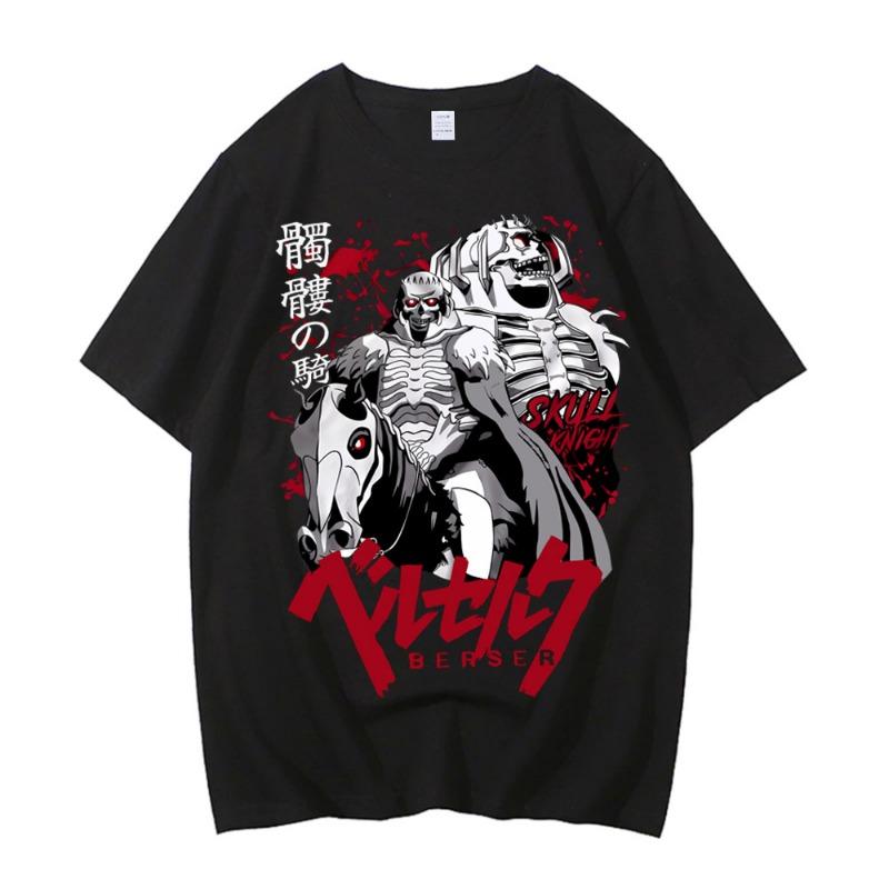 Anime Berserk T Shirt Man New Summer Casual Streetwear Clothing Short Sleeve Tee Japan Cartoon Graphic Printed T-shirt Black