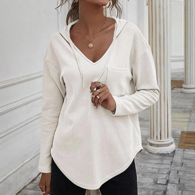 Spring New Women's Casual Fashion Hooded Versatile Long-sleeved Solid Color Sweatshirt