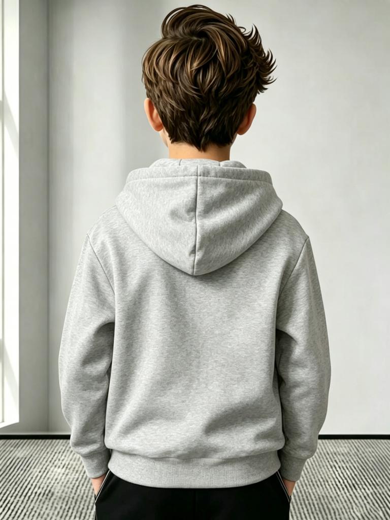 Boys' Hoodie, Kids' Hoodie with Paris Letter Prints on Both Front and Back, Versatile Casual Long-