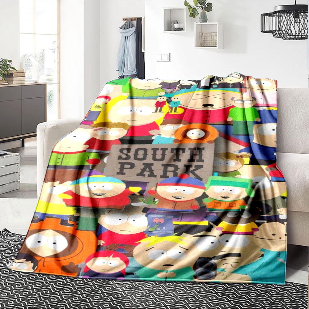 Cartoon Park South Print Flannel Blanket High Quality Warm Comfortable Cover for All Seasons Perfect for Gifts Home Decor