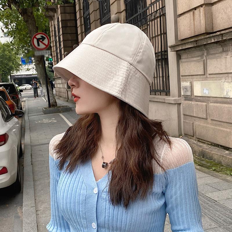 Summer Bucket Hat For Women Outdoor Foldable Fisherman Cap Solid Color Cotton Girls Panama Beach Sun Hat