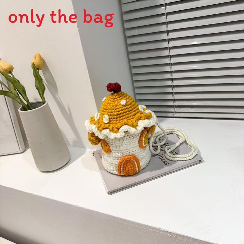 Knit Water Bucket Bag With Interior Pouch For Daily Casual Use