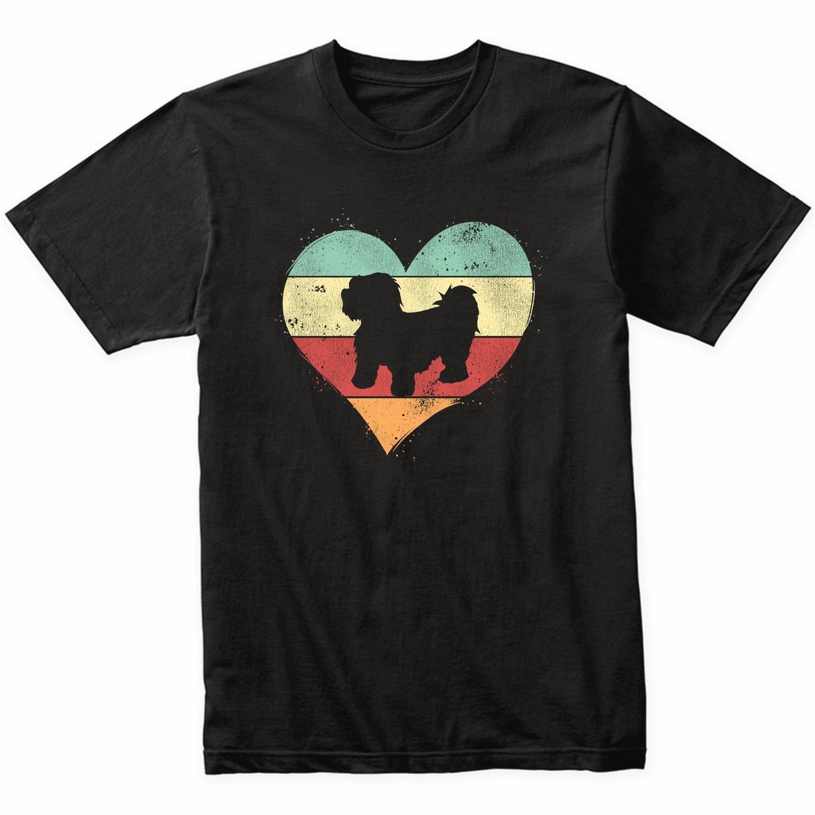 Retro Heart Shih Tzu Dog Breed Silhouette Dog Owner Love T-Shirt L
