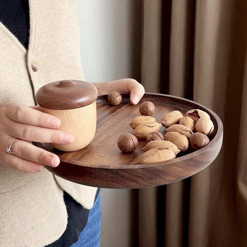 Ruhan Japanese Style Walnut Wood Round Tray
