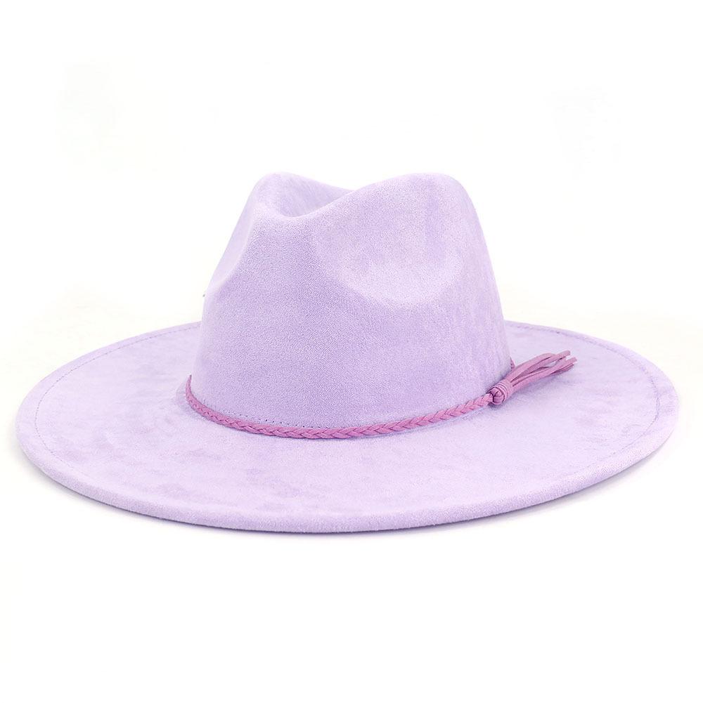 Unisex Suede Felt Fedora Hat Wide Brim Flat Edge Elegant Classic Gentleman Hat
