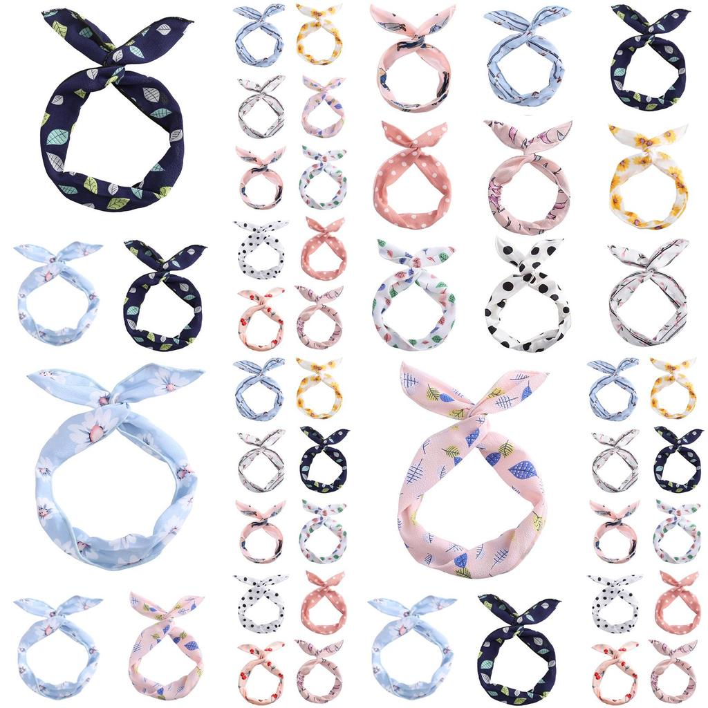 Floral Rabbit Ears Knotted Wire Hair Bands For Women With Elegant Metal Wire Scarf Design