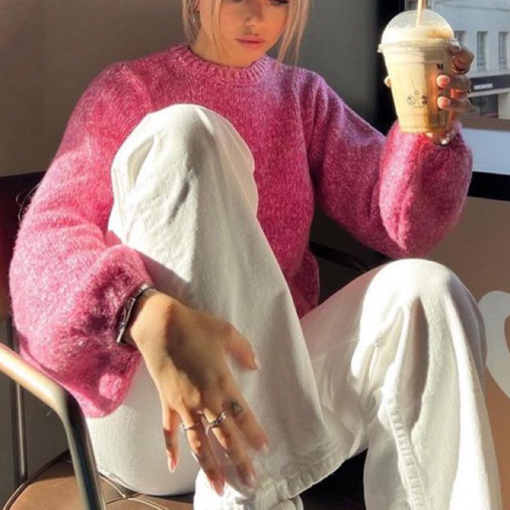 Backless Lace-Up Knitted Sweater - Women's Long Sleeve, Round Neck, Loose Fit, Sexy Design