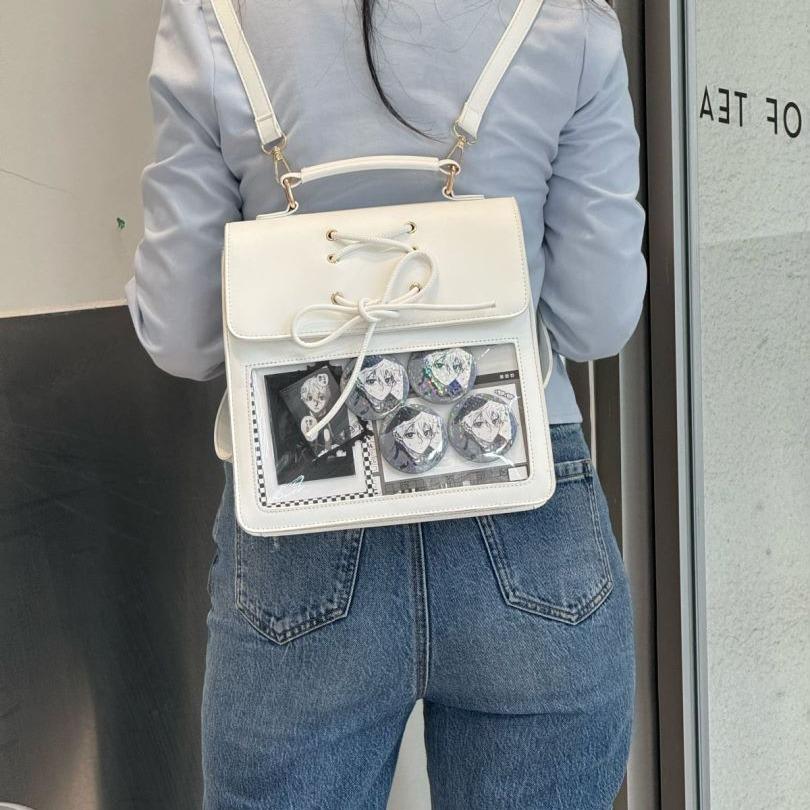 Cute Girls Campus Style Fashion Backpack Commuting Large Capacity Transparent Ita Bag Exquisite Bow JK Uniform Backpack