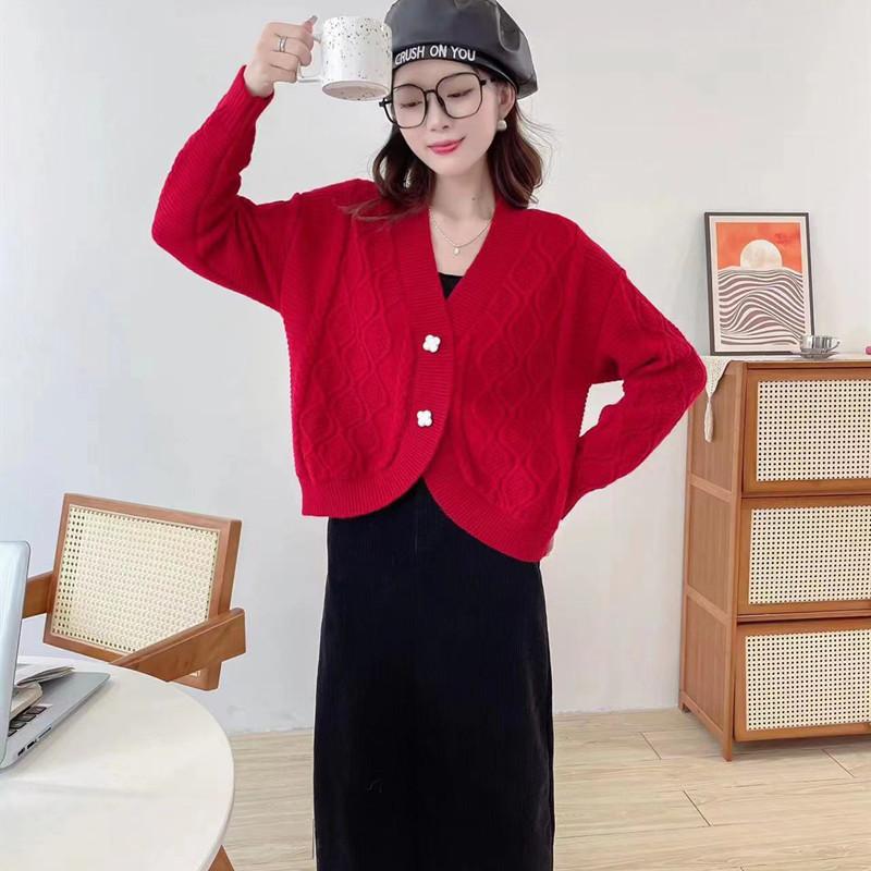 YYFS Dámská móda Ležérní Kosočtvercový potisk Podzim Zima Dlouhý rukáv Výstřih do V Svetry a Svetry s dlouhým rukávem