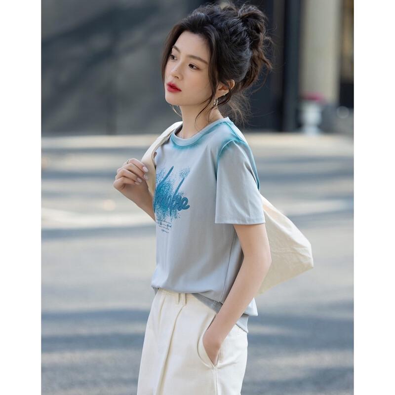 Demana Women's Slimming Letter Print T-Shirt