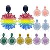 Vintage Earring Petals Shape Hollow Pattern Earrings Colorful Easy Matching Earrings for Women