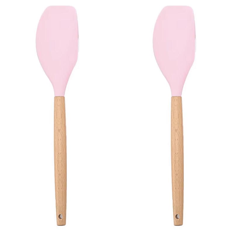 2 ks Dřevěná rukojeť Cukrářská špachtle Míchání krému Škrabka na těsto Míchač másla Silikonová pekařská špachtle Žáruvzdorné kuchyňské náčiní
