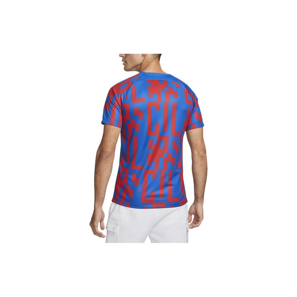 Nike Geometric Pattern Full Print Round Neck Short Sleeve Soccer Jersey Retro Men Jersey Signal-Blue DJ8560-404