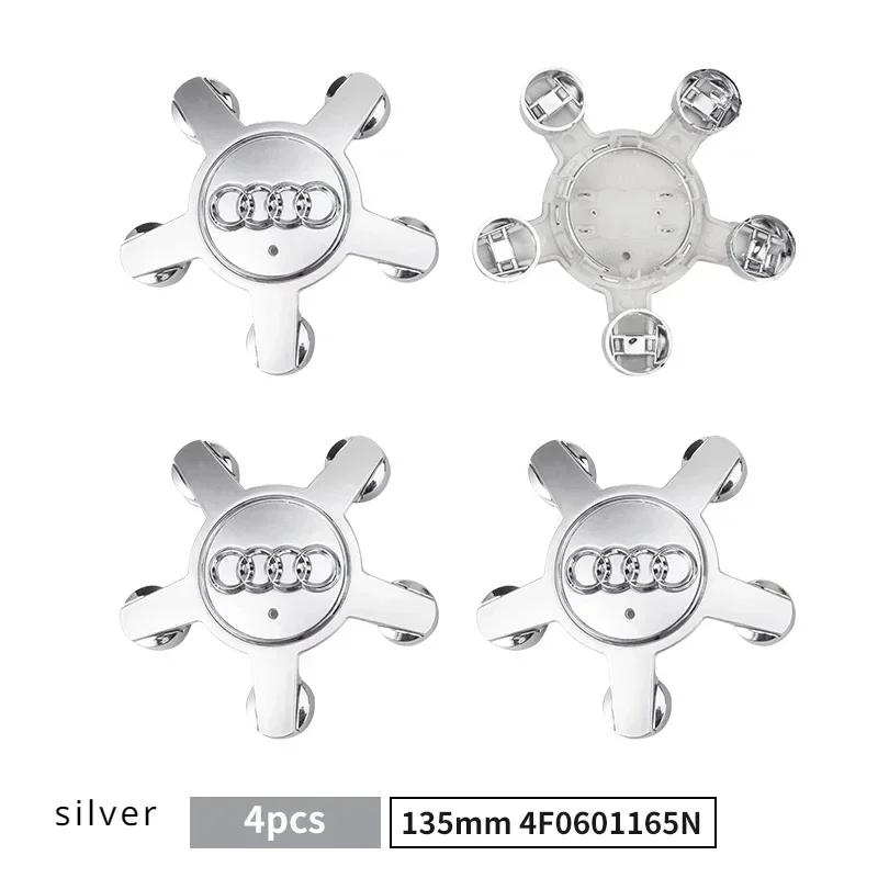 4 Stück 135mm Auto Fünf-Speichen Felgenmitte Nabendeckel 4F0601165N Zubehör für AUDI A4 B8 B6 B9 B7 A3 8P 8V 8L A6 C7 C6