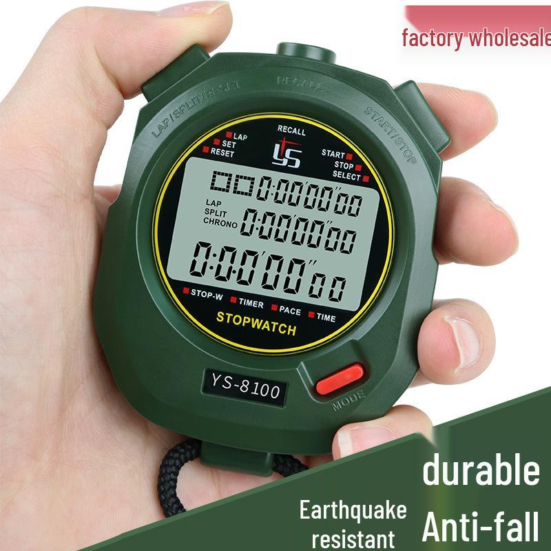 Yisheng Military Green Stopwatch with Timer, Mute, and Off Functions for Training and Referee Use