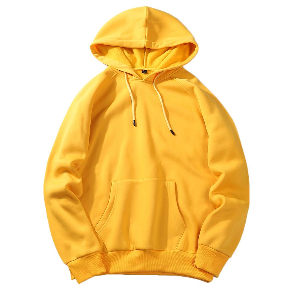 Men's  Casual Solid Hip  Loose Fit Fleece Long Sleeve Hoodie Top Blouse