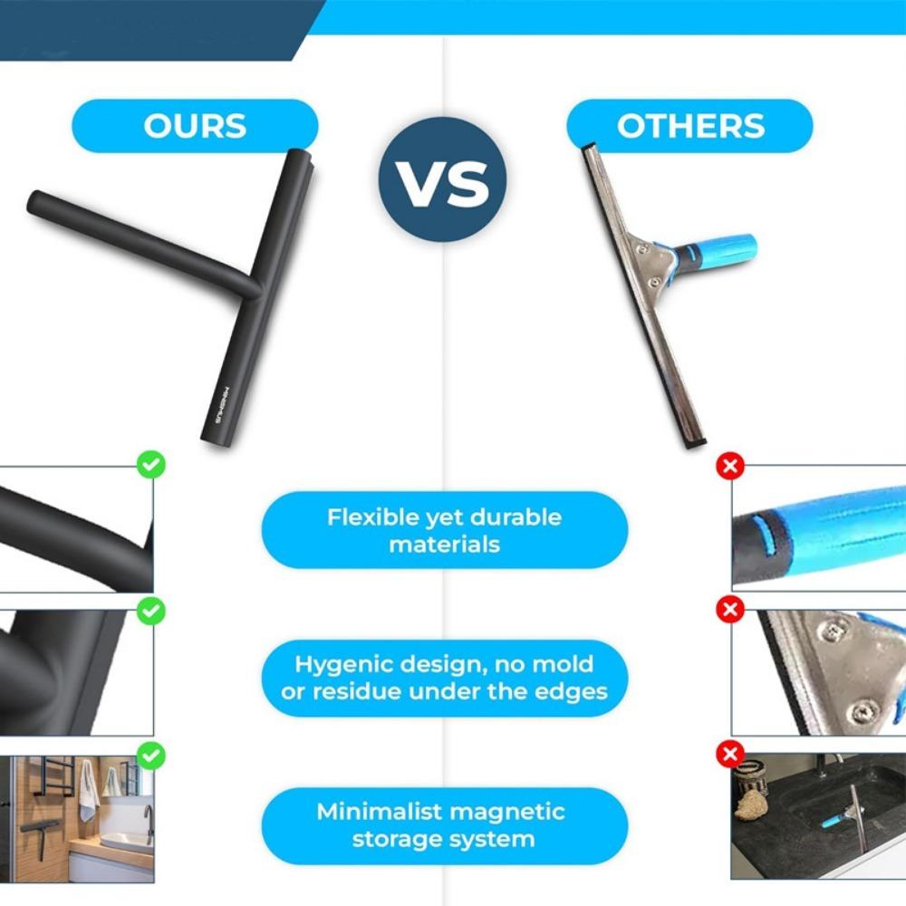 Shower Squeegee Window Glass Wiper Silicone Scraper Cleaner Brush Long Handle Bathroom Mirror Wiper Scraper Cleaning Accessories